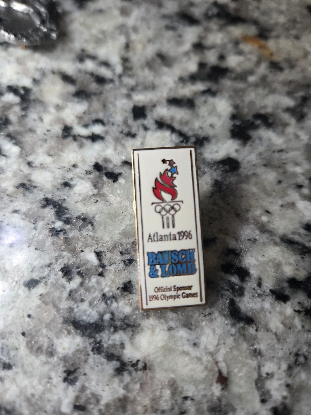 Bausch & Lomb Atlanta 1996 Olympic Torch Pin - White & Red
